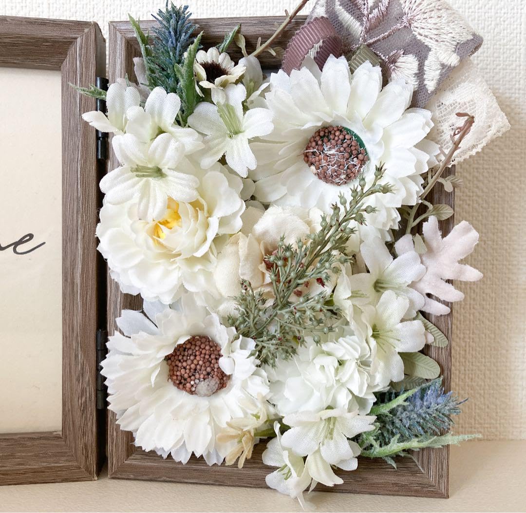 Amazon.co.jp: インド刺繍リボンのくすみカラーフラワーフォトフレーム